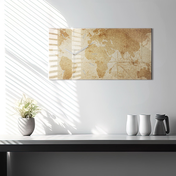 Reloj de cristal horizontal Mapamundi vintage