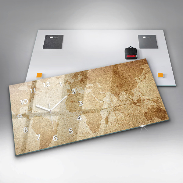 Reloj de cristal horizontal Mapamundi vintage