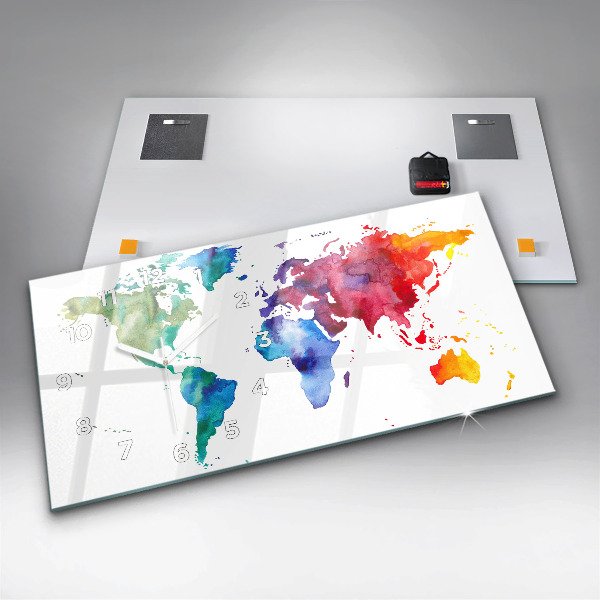 Reloj horizontal Acuarela mapamundi