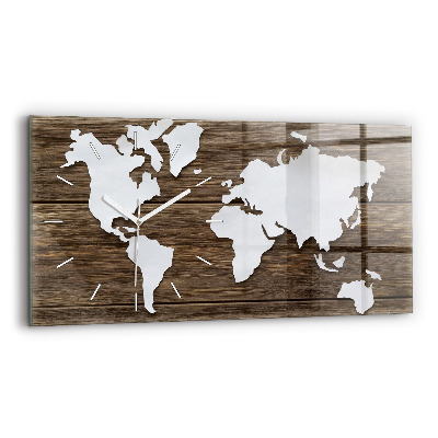 Reloj horizontal Mapa del mundo sobre tablas
