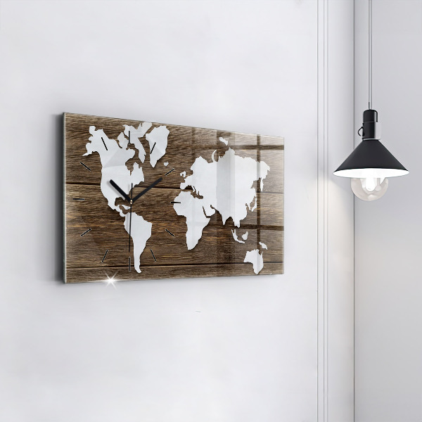 Reloj horizontal Mapa del mundo sobre tablas