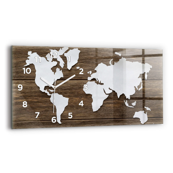 Reloj horizontal Mapa del mundo sobre tablas