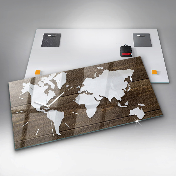 Reloj horizontal Mapa del mundo sobre tablas