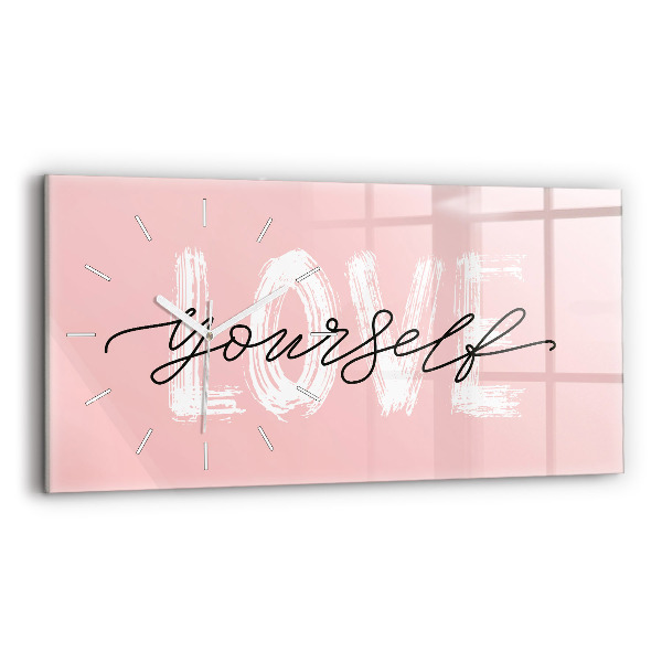 Reloj de cristal horizontal Inscripción Love yourself