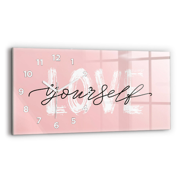 Reloj de cristal horizontal Inscripción Love yourself