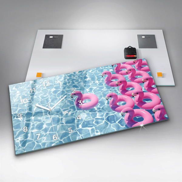 Reloj de cristal horizontal Flamencos hinchables