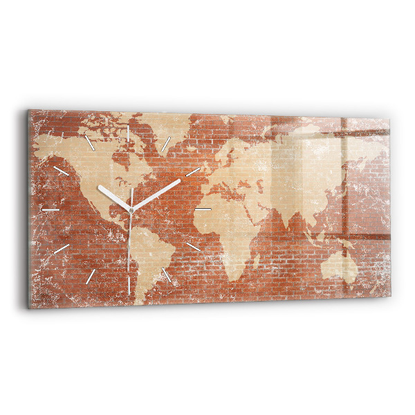 Reloj horizontal Mapamundi sobre un ladrillo