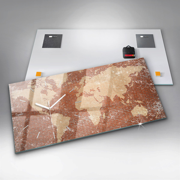 Reloj horizontal Mapamundi sobre un ladrillo