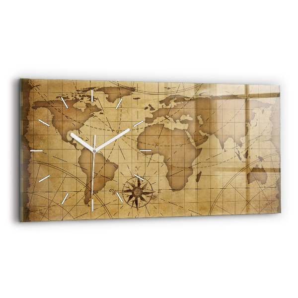Reloj de cristal horizontal Mapamundi vintage