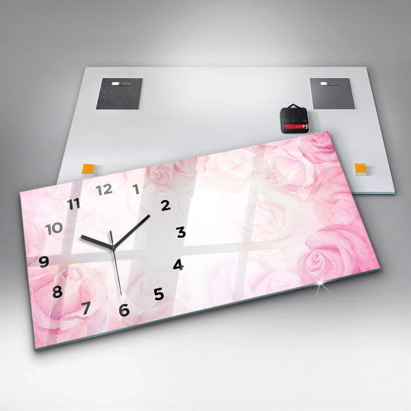 Reloj de cristal horizontal Rosas abstractas