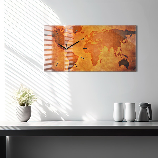 Reloj de cristal horizontal Gran mapamundi