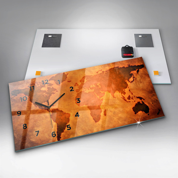 Reloj de cristal horizontal Gran mapamundi