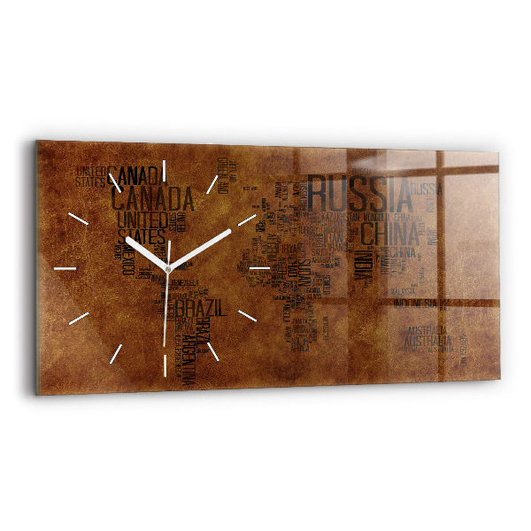 Reloj horizontal Mapa con nombres de países