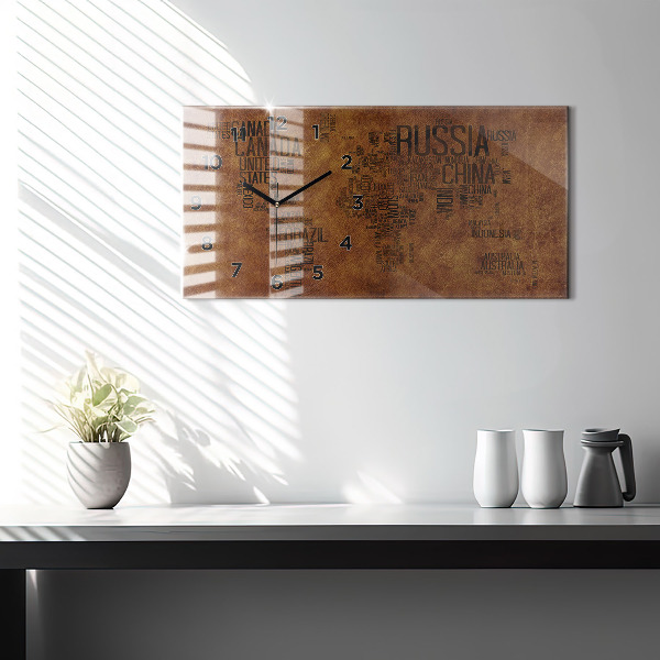 Reloj horizontal Mapa con nombres de países