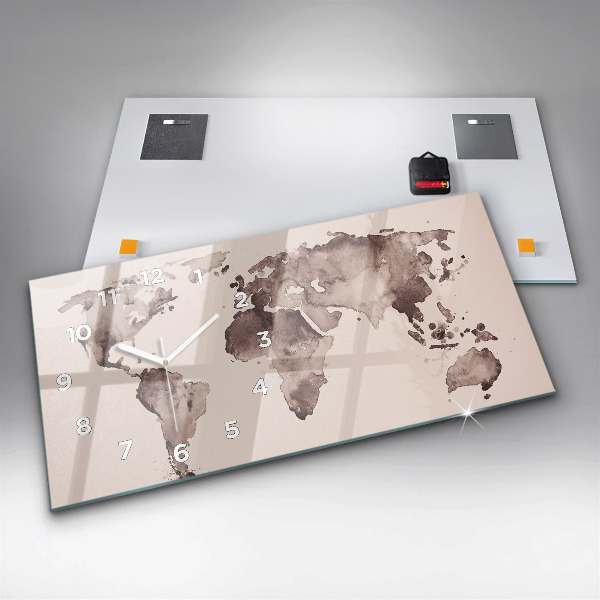 Reloj de cristal horizontal Mapa del mundo en acuarela