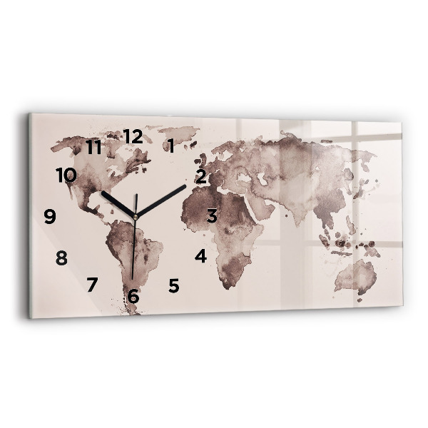 Reloj de cristal horizontal Mapa del mundo en acuarela