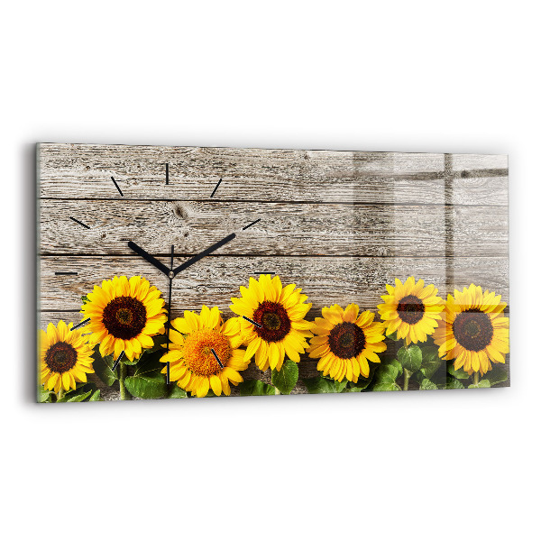 Reloj de cristal horizontal Girasoles