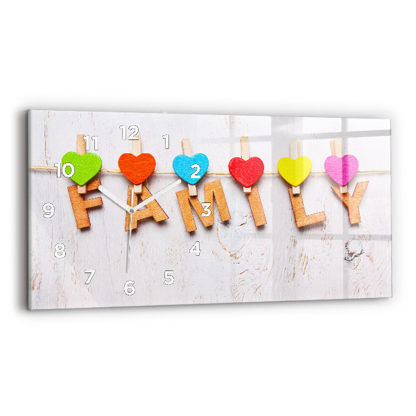 Reloj de cristal horizontal Inscripción familiar