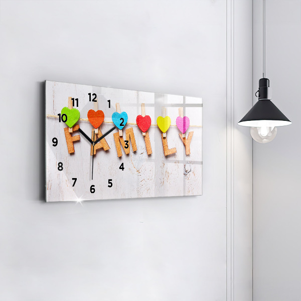 Reloj de cristal horizontal Inscripción familiar