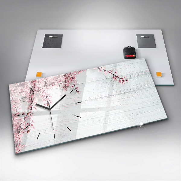 Reloj de cristal horizontal Flores de primavera