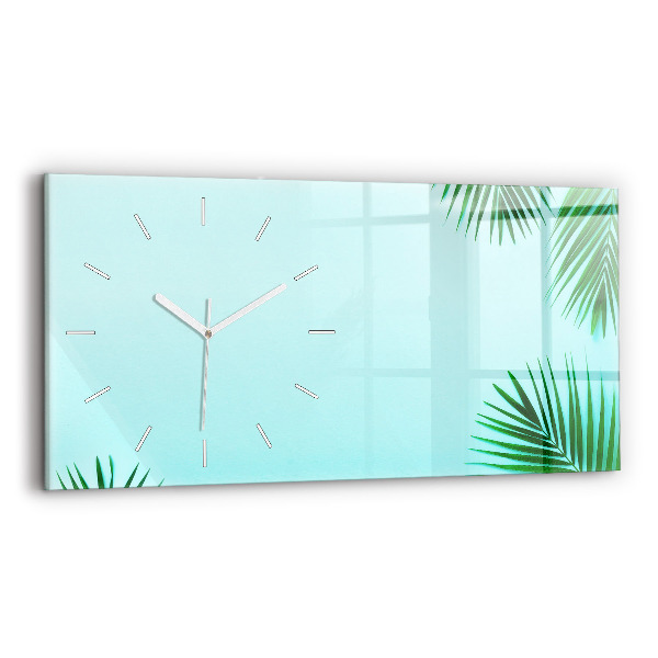 Reloj de cristal horizontal Hojas de palmera