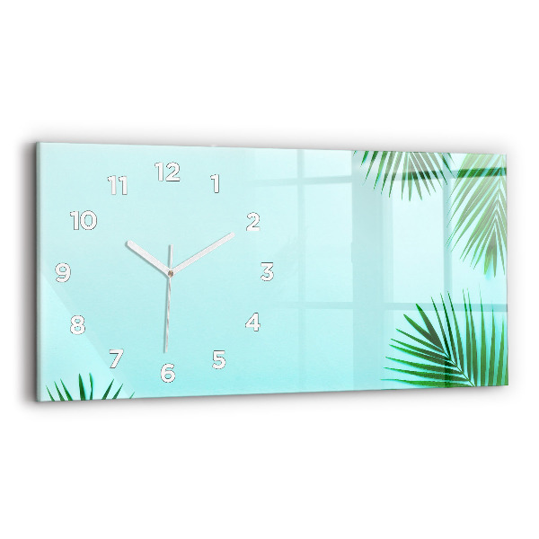 Reloj de cristal horizontal Hojas de palmera