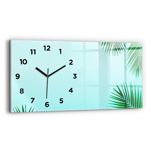 Reloj de cristal horizontal Hojas de palmera