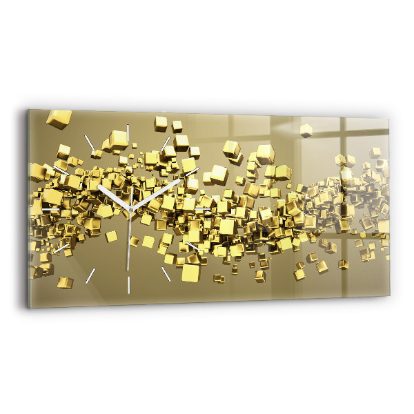 Reloj de cristal horizontal Cuadrados dorados