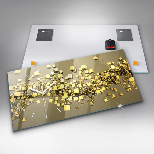 Reloj de cristal horizontal Cuadrados dorados