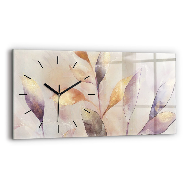 Reloj de cristal horizontal Hojas abstractas boho