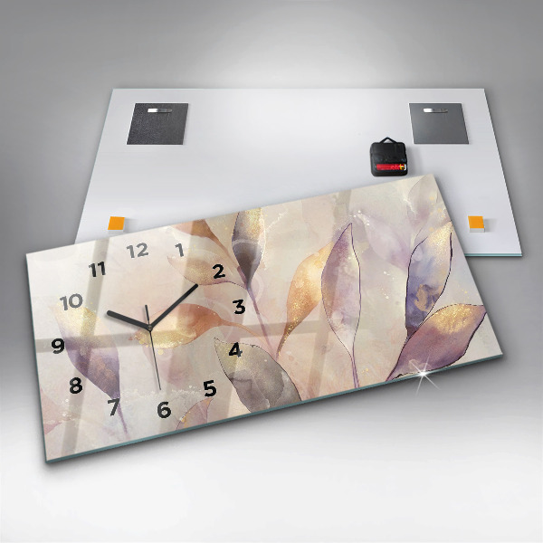 Reloj de cristal horizontal Hojas abstractas boho