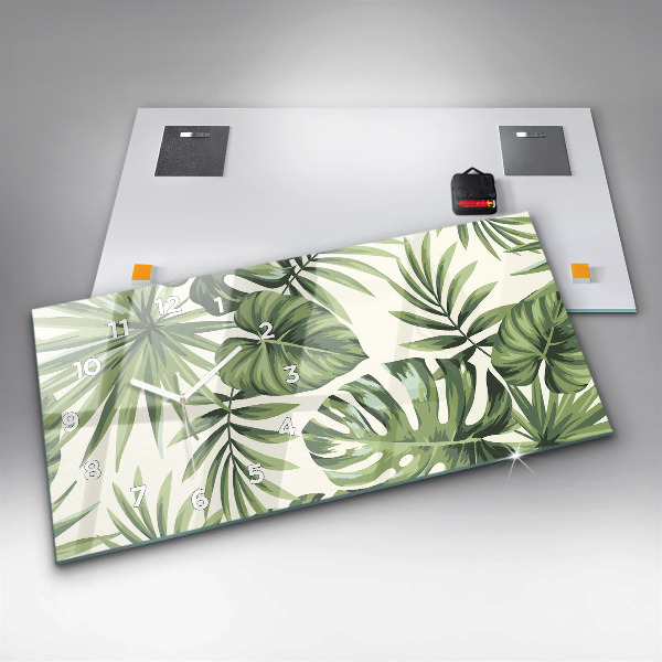 Reloj de cristal horizontal Estampado tropical