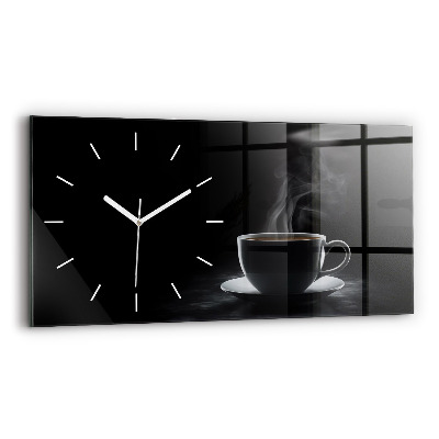 Reloj horizontal Taza de café negro