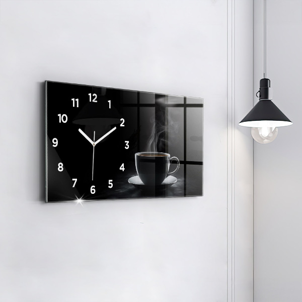 Reloj horizontal Taza de café negro
