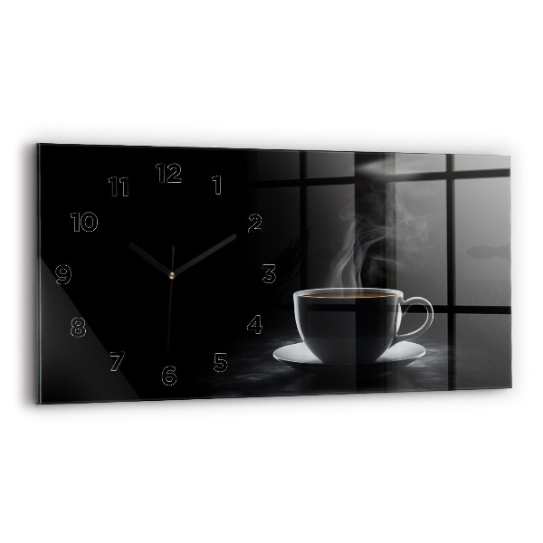 Reloj horizontal Taza de café negro
