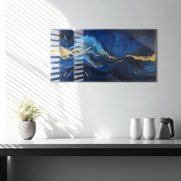 Reloj de cristal horizontal Mármol azul