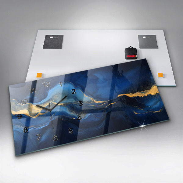 Reloj de cristal horizontal Mármol azul