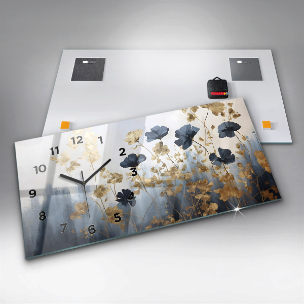 Reloj de cristal horizontal Flores abstractas