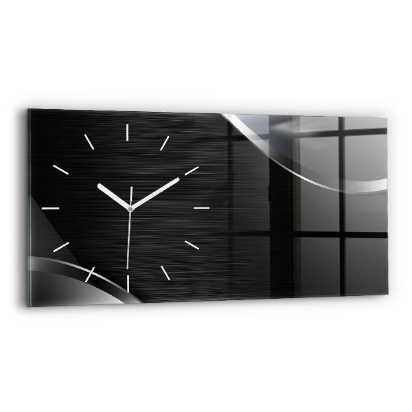 Reloj de cristal horizontal Líneas negras y plateadas