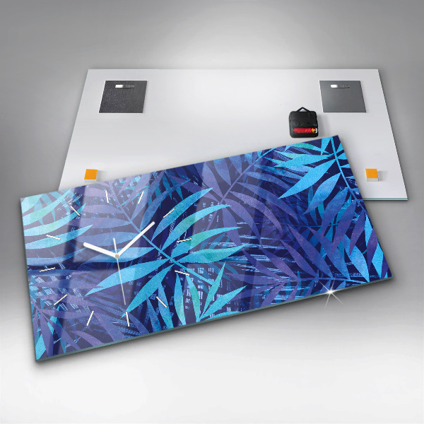 Reloj horizontal Hojas azules