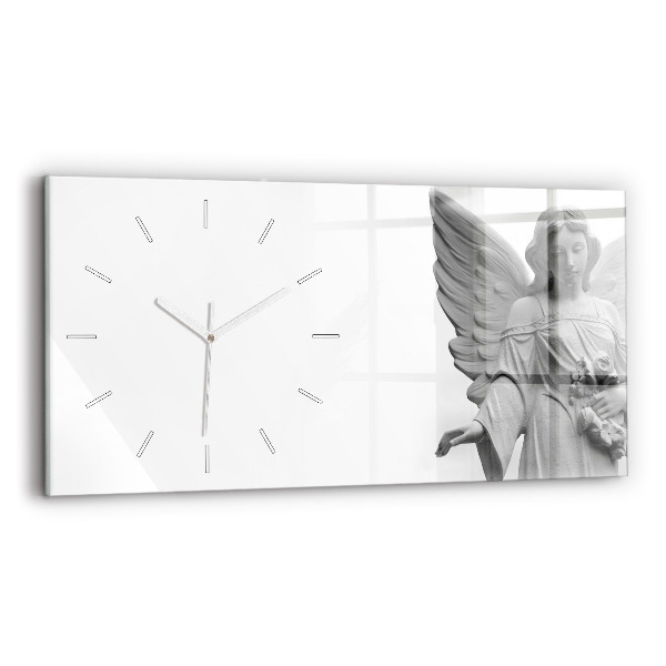 Reloj de cristal horizontal Escultura de un ángel con alas