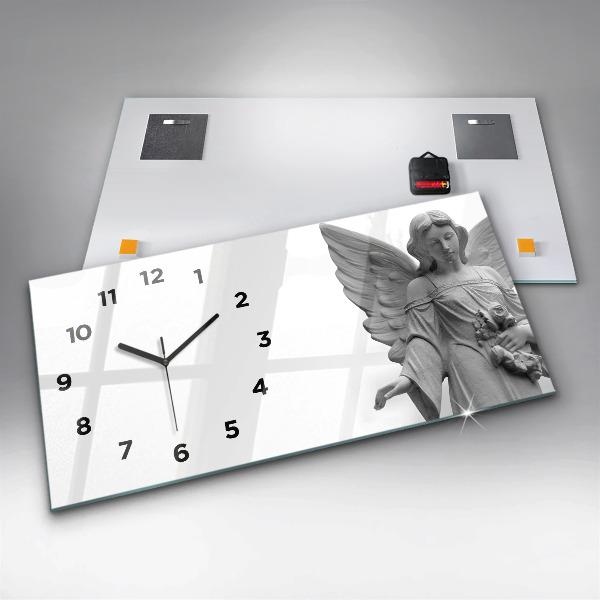 Reloj de cristal horizontal Escultura de un ángel con alas