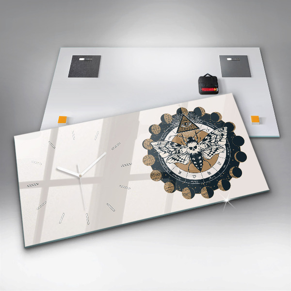 Reloj de cristal horizontal Fases de la luna y el ojo