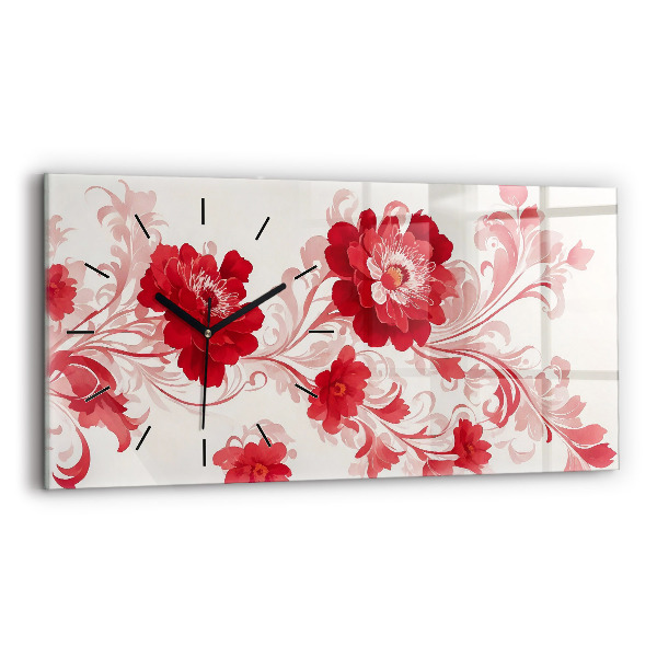 Reloj horizontal Flores rojas