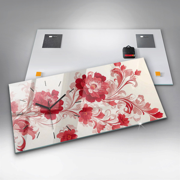 Reloj horizontal Flores rojas