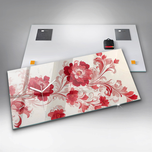 Reloj horizontal Flores rojas