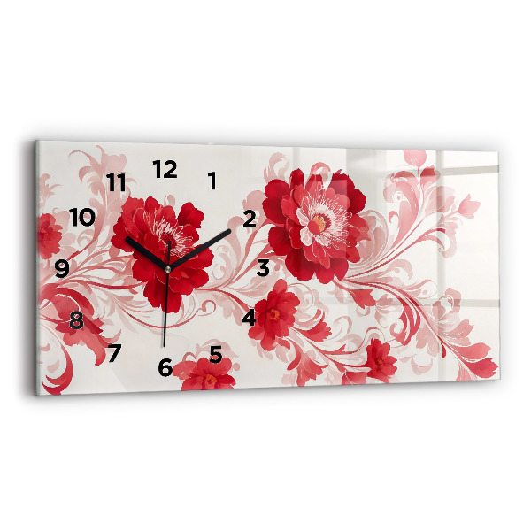 Reloj horizontal Flores rojas