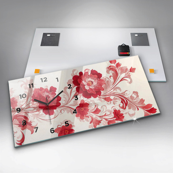 Reloj horizontal Flores rojas