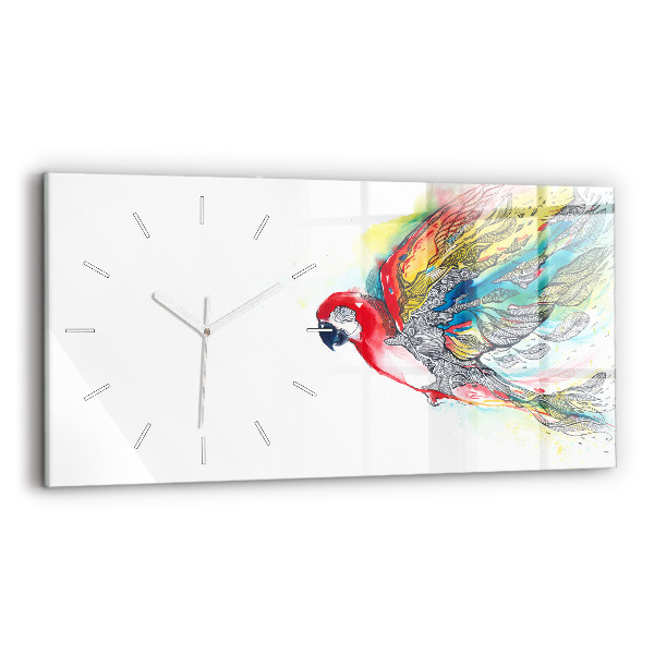 Reloj horizontal Loro colorido en vuelo