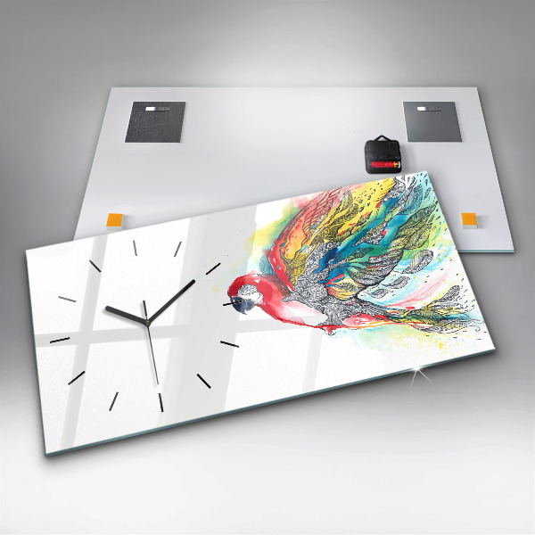 Reloj horizontal Loro colorido en vuelo